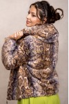 Jacheta captusita Elba din blana ecologica animal print, masuri mari, inchidere cu fermoar
